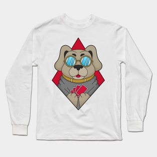 Dog at Poker with Poker cards Long Sleeve T-Shirt